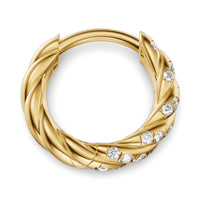 Petite Pavé Hoop Earrings 18K Yellow Gold with Diamonds, 10mm