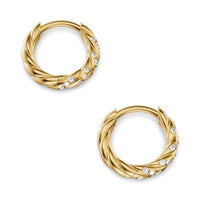 Petite Pavé Hoop Earrings 18K Yellow Gold with Diamonds, 10mm