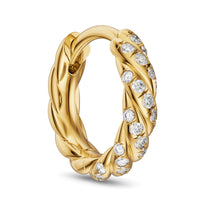 Petite Pavé Hoop Earrings 18K Yellow Gold with Diamonds, 10mm