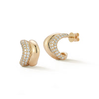 Dana Rebecca 14K Yellow Gold Cynthia Rose Curved Diamond Huggie Earrings