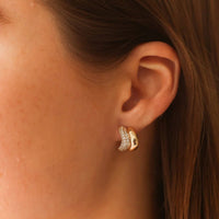 Dana Rebecca 14K Yellow Gold Cynthia Rose Curved Diamond Huggie Earrings