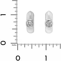 18K White Gold Bezel Set Cushion Diamond Huggie Earrings