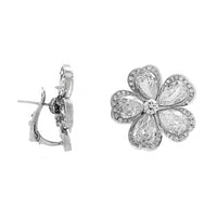 Eclat Jewels Platinum Diamond Flower Stud Earrings