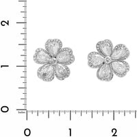 Eclat Jewels Platinum Diamond Flower Stud Earrings