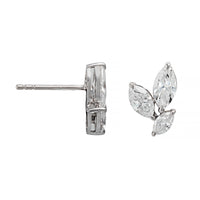18K White Gold Marquise Shaped Diamond Cluster Stud Earrings