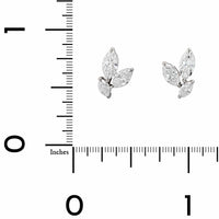 18K White Gold Marquise Shaped Diamond Cluster Stud Earrings