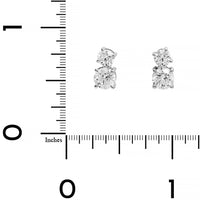 18K White Gold 2 Stone Round Diamond Stud Earrings