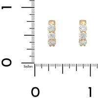 14K Yellow Gold 3 Stone Diamond Huggie Earrings