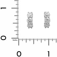 14K White Gold 3 Stone Diamond Huggie Earrings