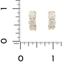 18K Yellow Gold 3 Stone 4CTW Diamond Huggie Earrings