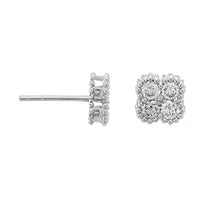 14K White Gold 5 Stone Diamond Stud Earrings
