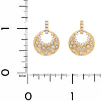 14K Yellow Gold Flush Set Scattered Diamond Disc Stud Earrings