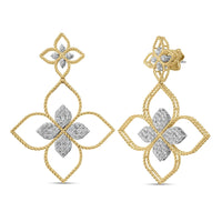 Roberto Coin 18K Yellow and White Gold Princess Flower Diamond Drop Earrings
