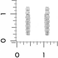 18K White Gold 1" Diamond Oval Shaped Hoop Earrings