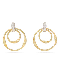 Marco Bicego 18K Yellow and White Gold Marrakech Diamond Station Circle Earrings