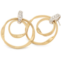 Marco Bicego 18K Yellow and White Gold Marrakech Diamond Station Circle Earrings