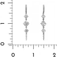 18K White Gold Round Diamond Huggie Chain Earrings