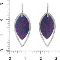 Eclat Jewels 18K White Gold and Titanium Purple Tone Diamond Leaf Drop Earrings