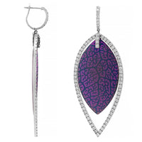 Eclat Jewels 18K White Gold and Titanium Purple Tone Diamond Leaf Drop Earrings