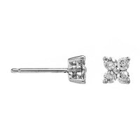 14K White Gold 4 Stone Diamond Cluster Stud Earrings