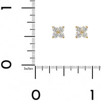 14K Yellow Gold 4 Stone Diamond Cluster Stud Earrings