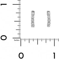 14K White Gold 10 Stone Diamond Huggie Earrings