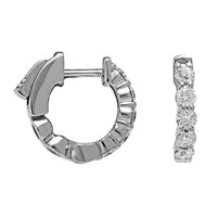 14K White Gold 10 Stone Diamond Huggie Earrings