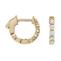 14K Yellow Gold 10 Stone Diamond Huggie Earrings