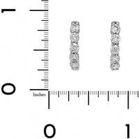 14K White Gold 10 Stone Diamond Huggie Earrings