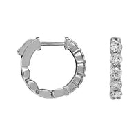 14K White Gold 10 Stone Diamond Huggie Earrings