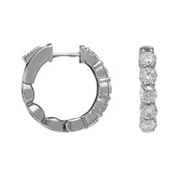 14K White Gold 10 Stone Diamond Huggie Earrings
