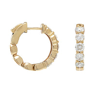 14K Yellow Gold 10 Stone Diamond Huggie Earrings
