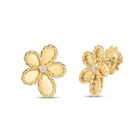 Roberto Coin 18K Yellow Gold Jasmine Diamond Flower Stud Earrings