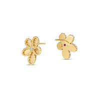 Roberto Coin 18K Yellow Gold Jasmine Diamond Flower Stud Earrings