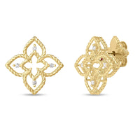 Roberto Coin 18K Yellow Gold Princess Flower Open Frame Diamond Stud Earrings