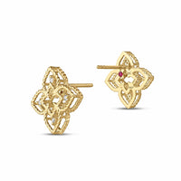 Roberto Coin 18K Yellow Gold Princess Flower Open Frame Diamond Stud Earrings