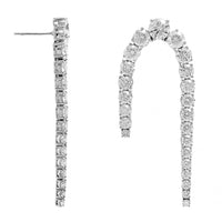 18K White Gold Graduated Round Diamond Candy Cane Earrings