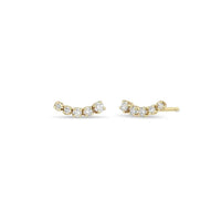 Zoe Chicco 14K Yellow Gold Tapered Prong Diamond Curve Stud Earrings