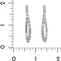 Etho Maria 18K White Gold Emerald Cut Diamond and Elongated Pear Shaped Hoop Earrings