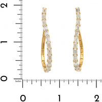 Etho Maria 18K Yellow Gold Emerald Cut Diamond and Elongated Pear Shaped Hoop Earrings