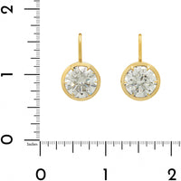 18K Yellow Gold Round Diamond Elizabeth Drop Earrings