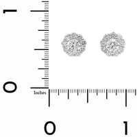 14K White Gold Round Diamond Halo Stud Earrings