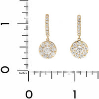 14K Yellow Gold 2CTW Cluster Diamond Huggie Drop Earrings
