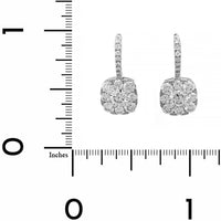 14K White Gold 1CTW Cushion Diamond Halo Drop Earrings