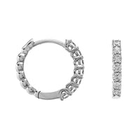 18K White Gold 7 Stone Round Diamond Huggie Earrings