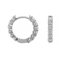 18K White Gold 6 Stone Round Diamond Huggie Earrings