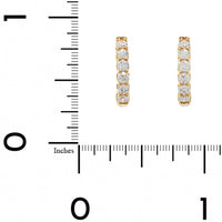 18K Yellow Gold 6 Stone Round Diamond Huggie Earrings
