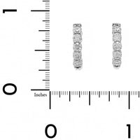 18K White Gold 5 Stone Round Diamond Huggie Earrings