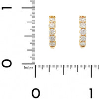 18K Yellow Gold 5 Stone Round Diamond Huggie Earrings