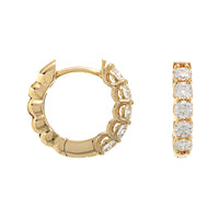 18K Yellow Gold 5 Stone Round Diamond Huggie Earrings